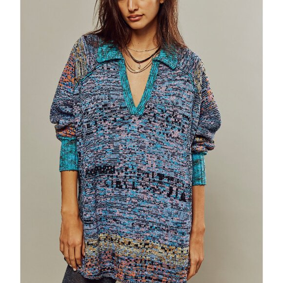 NWT♥️Free people Sweater Sz Small. Seasons Of Sun Mini / Ochre Combo - Picture 1 of 5